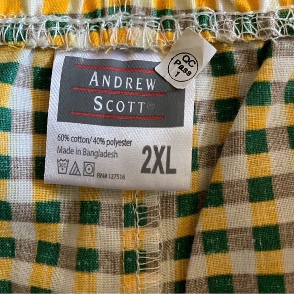 Andrew Scott New With Tags 60% Cotton Loungewear Drawstring Shorts in Gingham - Picture 5 of 9